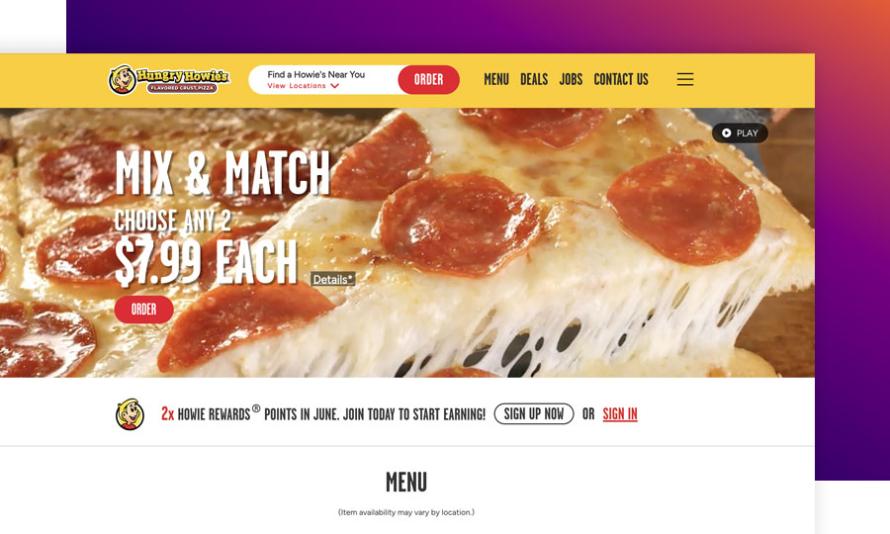 Hungry Howie's website image