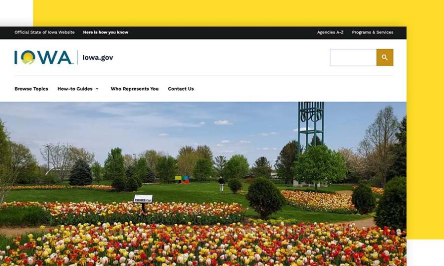 A screenshot of the State of Iowa homepage