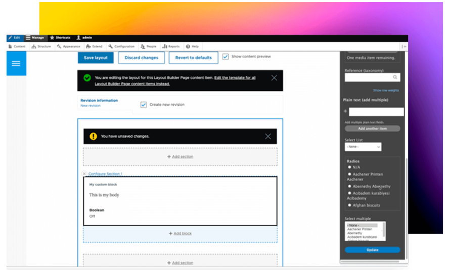 Dashboard screenshot:  proper reset of the settings tray using the all: revert CSS rule.