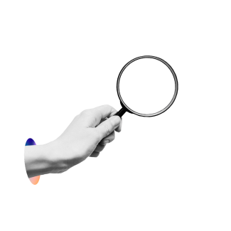 Hand holding magnifying glass